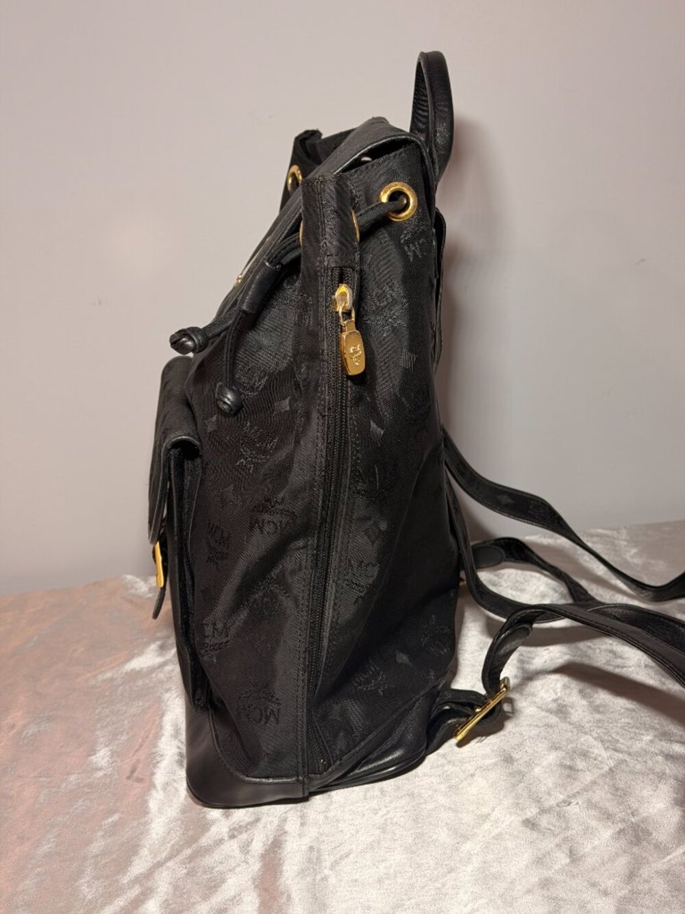 MCM Black Monogram Drawstring Backpack - Picture 3 of 11